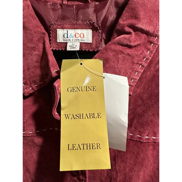 NWT | denim + company Maroon Washable Genuine Leather Jacket | Women's 3x - Picture 4 of 6